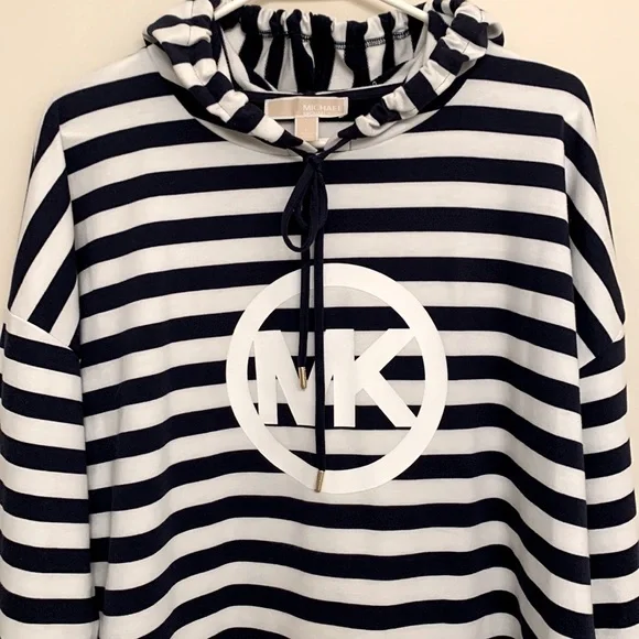 Michael Kors Navy White logo Hoodie - Picture 3 of 12